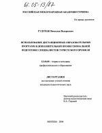 Диссертация по педагогике на тему «Использование дистанционных образовательных программ в дополнительной профессиональной подготовке специалистов туристского профиля», специальность ВАК РФ 13.00.08 - Теория и методика профессионального образования