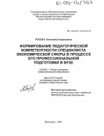 Диссертация по педагогике на тему «Формирование педагогической компетентности специалиста экономической сферы в процессе его профессиональной подготовки в вузе», специальность ВАК РФ 13.00.08 - Теория и методика профессионального образования