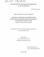 Диссертация по психологии на тему «Динамика ценностно-смысловой сферы профессиональной деятельности в процессе становления субъекта труда», специальность ВАК РФ 19.00.13 - Психология развития, акмеология