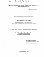 Диссертация по педагогике на тему «Моделирование системы педагогического менеджмента преподавателей профессионального лицея», специальность ВАК РФ 13.00.01 - Общая педагогика, история педагогики и образования