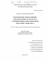 Диссертация по педагогике на тему «Использование информационно-образовательных ресурсов вуза в формировании профессиональной подготовки специалиста», специальность ВАК РФ 13.00.02 - Теория и методика обучения и воспитания (по областям и уровням образования)