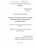 Диссертация по педагогике на тему «Национально-региональный компонент стандарта образования как фактор патриотического воспитания студентов», специальность ВАК РФ 13.00.08 - Теория и методика профессионального образования