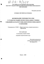 Диссертация по педагогике на тему «Формирование уверенности в себе у студентов средних профессиональных учебных заведений как фактор социально-профессионального становления», специальность ВАК РФ 13.00.01 - Общая педагогика, история педагогики и образования