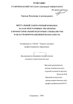 Диссертация по педагогике на тему «Виртуальный лабораторный комплекс на базе программных эмуляторов в профессиональной подготовке специалистов в области информационной безопасности», специальность ВАК РФ 13.00.08 - Теория и методика профессионального образования