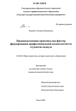 Диссертация по педагогике на тему «Производственная практика как фактор формирования профессиональной компетентности студентов педвуза», специальность ВАК РФ 13.00.01 - Общая педагогика, история педагогики и образования