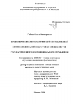 Диссертация по педагогике на тему «Проектирование математической составляющей профессиональной подготовки специалистов государственного и муниципального управления», специальность ВАК РФ 13.00.02 - Теория и методика обучения и воспитания (по областям и уровням образования)