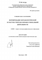 Диссертация по педагогике на тему «Формирование методологической культуры учителя в профессиональной деятельности», специальность ВАК РФ 13.00.08 - Теория и методика профессионального образования