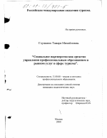 Диссертация по педагогике на тему «Социальное партнерство как средство управления профессиональным образованием и рынком услуг в сфере туризма», специальность ВАК РФ 13.00.08 - Теория и методика профессионального образования