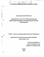 Диссертация по педагогике на тему «Структура и содержание профессиональной подготовки молодежи в муниципальной системе образования», специальность ВАК РФ 13.00.08 - Теория и методика профессионального образования