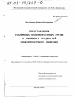 Диссертация по психологии на тему «Представления различных половозрастных групп о причинах трудностей межличностного общения», специальность ВАК РФ 19.00.05 - Социальная психология