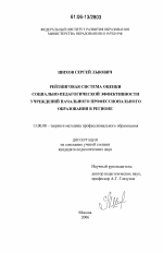 Диссертация по педагогике на тему «Рейтинговая система оценки социально-педагогической эффективности учреждений начального профессионального образования в регионе», специальность ВАК РФ 13.00.08 - Теория и методика профессионального образования