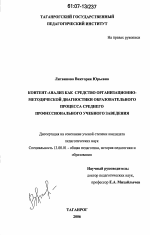 Диссертация по педагогике на тему «Контент-анализ как средство организационно-методической диагностики образовательного процесса среднего профессионального учебного заведения», специальность ВАК РФ 13.00.01 - Общая педагогика, история педагогики и образования