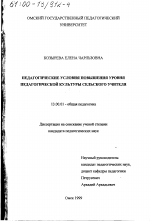 Диссертация по педагогике на тему «Педагогические условия повышения уровня педагогической культуры сельского учителя», специальность ВАК РФ 13.00.01 - Общая педагогика, история педагогики и образования