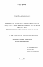 Диссертация по педагогике на тему «Формирование профессиональной компетентности специалиста социальной работы в образовательном процессе вуза», специальность ВАК РФ 13.00.08 - Теория и методика профессионального образования