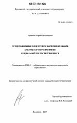 Диссертация по педагогике на тему «Предпрофильная подготовка в основной школе как фактор формирования социальной зрелости учащихся», специальность ВАК РФ 13.00.01 - Общая педагогика, история педагогики и образования