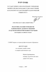 Диссертация по педагогике на тему «Подготовка будущих менеджеров к иноязычному деловому общению средствами концентрированного обучения», специальность ВАК РФ 13.00.08 - Теория и методика профессионального образования