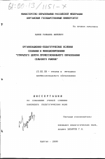 Диссертация по педагогике на тему «Организационно-педагогические условия создания и функционирования "Открытого центра профессионального образования сельского района"», специальность ВАК РФ 13.00.08 - Теория и методика профессионального образования