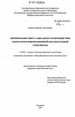 Диссертация по педагогике на тему «Формирование опыта социального взаимодействия подростков в информационной образовательной среде школы», специальность ВАК РФ 13.00.02 - Теория и методика обучения и воспитания (по областям и уровням образования)