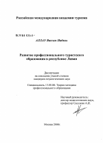 Диссертация по педагогике на тему «Развитие профессионального туристского образования в Республике Ливан», специальность ВАК РФ 13.00.08 - Теория и методика профессионального образования