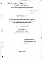 Диссертация по педагогике на тему «Организационно-педагогические условия создания и функционирования сельского образовательного комплекса», специальность ВАК РФ 13.00.01 - Общая педагогика, история педагогики и образования