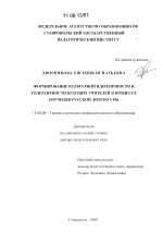 Диссертация по педагогике на тему «Формирование культурной идентичности и толерантности будущих учителей в процессе изучения русской литературы», специальность ВАК РФ 13.00.08 - Теория и методика профессионального образования