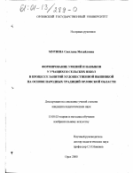 Диссертация по педагогике на тему «Формирование умений и навыков у учащихся сельских школ в процессе занятий художественной вышивкой на основе народных традиций Орловской области», специальность ВАК РФ 13.00.02 - Теория и методика обучения и воспитания (по областям и уровням образования)