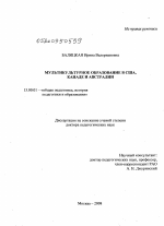 Диссертация по педагогике на тему «Мультикультурное образование в США, Канаде и Австралии», специальность ВАК РФ 13.00.01 - Общая педагогика, история педагогики и образования