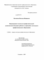 Диссертация по педагогике на тему «Формирование социально-профессиональной компетентности будущих рабочих в учреждении начального профессионального образования», специальность ВАК РФ 13.00.08 - Теория и методика профессионального образования