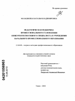 Диссертация по педагогике на тему «Педагогическая поддержка профессионального становления конкурентоспособного специалиста в учреждении начального профессионального образования», специальность ВАК РФ 13.00.08 - Теория и методика профессионального образования