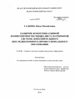 Диссертация по педагогике на тему «Развитие коммуникативной компетентности специалиста в открытой системе дополнительного ( последипломного ) профессионального образования», специальность ВАК РФ 13.00.08 - Теория и методика профессионального образования