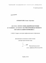 Диссертация по педагогике на тему «Система профессиональной подготовки в условиях аграрного научно-производственного образовательного комплекса», специальность ВАК РФ 13.00.08 - Теория и методика профессионального образования