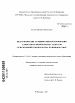 Диссертация по педагогике на тему «Педагогические условия совершенствования самостоятельной работы студентов сельскохозяйственного вуза по информатике», специальность ВАК РФ 13.00.08 - Теория и методика профессионального образования