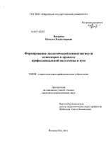 Диссертация по педагогике на тему «Формирование экологической компетентности менеджеров в процессе профессиональной подготовки в вузе», специальность ВАК РФ 13.00.08 - Теория и методика профессионального образования