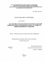 Диссертация по педагогике на тему «Исследовательское пространство сельской общеобразовательной школы как условие её инновационного развития», специальность ВАК РФ 13.00.01 - Общая педагогика, история педагогики и образования