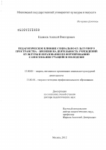 Диссертация по педагогике на тему «Педагогическое влияние социально-культурного пространства-времени на деятельность учреждений культуры и образования по формированию самосознания учащейся молодежи», специальность ВАК РФ 13.00.05 - Теория, методика и организация социально-культурной деятельности