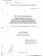 Диссертация по педагогике на тему «Содержание и структура практики студентов в процессе профессиональной подготовки специалистов по социальной работе», специальность ВАК РФ 13.00.08 - Теория и методика профессионального образования