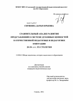 Диссертация по педагогике на тему «Сравнительный анализ развития представлений о системе духовных ценностей в отечественной педагогике и педагогике эмиграции 20-30-х гг. XX столетия», специальность ВАК РФ 13.00.01 - Общая педагогика, история педагогики и образования