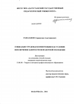 Диссертация по педагогике на тему «Социально-трудовая компетенция как условие обеспечения занятости безработной молодежи», специальность ВАК РФ 13.00.08 - Теория и методика профессионального образования