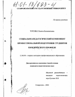 Диссертация по педагогике на тему «Социально-педагогический компонент профессиональной подготовки студентов юридического профиля», специальность ВАК РФ 13.00.08 - Теория и методика профессионального образования