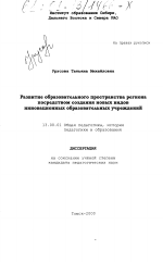 Диссертация по педагогике на тему «Развитие образовательного пространства региона посредством создания новых видов инновационных образовательных учреждений», специальность ВАК РФ 13.00.01 - Общая педагогика, история педагогики и образования