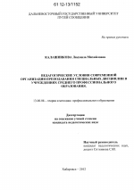 Диссертация по педагогике на тему «Педагогические условия современной организации преподавания специальных дисциплин в учреждениях среднего профессионального образования», специальность ВАК РФ 13.00.08 - Теория и методика профессионального образования