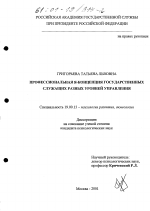 Диссертация по психологии на тему «Профессиональная Я-концепция государственных служащих разных уровней управления», специальность ВАК РФ 19.00.13 - Психология развития, акмеология