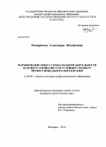 Диссертация по педагогике на тему «Формирование опыта созидательной деятельности будущего специалиста в условиях среднего профессионального образования», специальность ВАК РФ 13.00.08 - Теория и методика профессионального образования