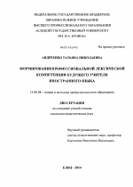 Диссертация по педагогике на тему «Формирование профессиональной лексической компетенции будущего учителя иностранного языка», специальность ВАК РФ 13.00.08 - Теория и методика профессионального образования