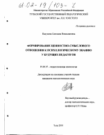 Диссертация по психологии на тему «Формирование ценностно-смыслового отношения к психологическому знанию у будущих педагогов», специальность ВАК РФ 19.00.07 - Педагогическая психология