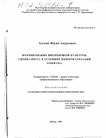 Диссертация по педагогике на тему «Формирование иноязычной культуры специалиста в условиях информатизации социума», специальность ВАК РФ 13.00.08 - Теория и методика профессионального образования