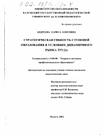 Диссертация по педагогике на тему «Стратегическая гибкость ступеней образования в условиях динамического рынка труда», специальность ВАК РФ 13.00.08 - Теория и методика профессионального образования