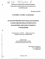 Диссертация по педагогике на тему «Культуротворческая среда как фактор саморазвития педагогического коллектива образовательного учреждения», специальность ВАК РФ 13.00.01 - Общая педагогика, история педагогики и образования