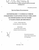 Диссертация по педагогике на тему «Формирование у старшеклассников отношения к толерантности как социально значимой ценности в обучении гуманитарным дисциплинам», специальность ВАК РФ 13.00.01 - Общая педагогика, история педагогики и образования