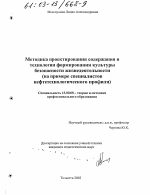 Диссертация по педагогике на тему «Методика проектирования содержания и технология формирования культуры безопасности жизнедеятельности», специальность ВАК РФ 13.00.08 - Теория и методика профессионального образования